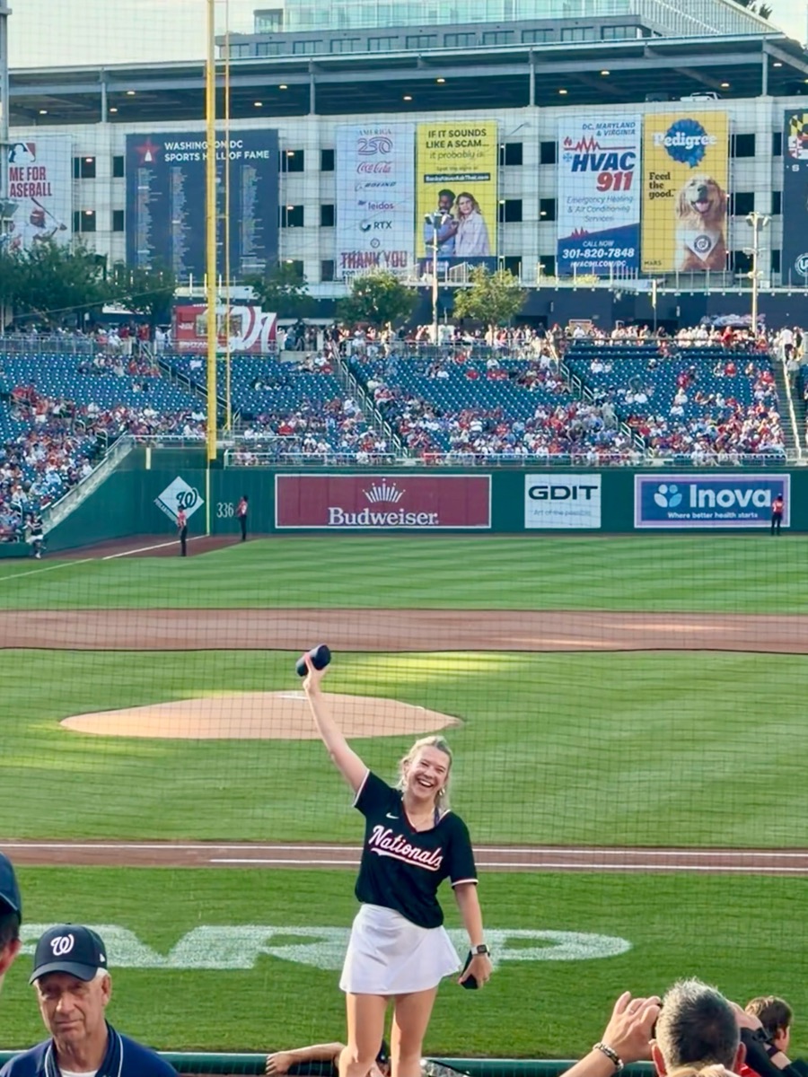 Ieva on the field at Nationals Park
